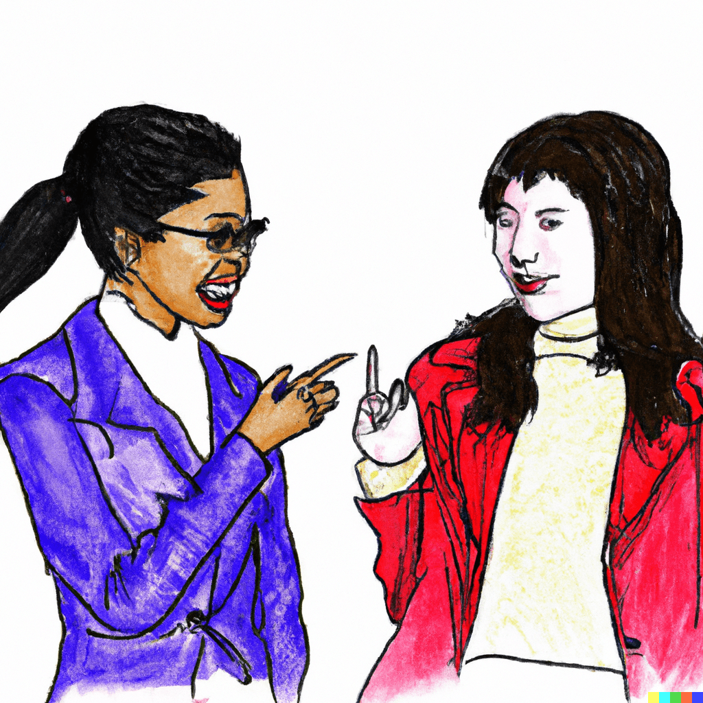 2 women discussing